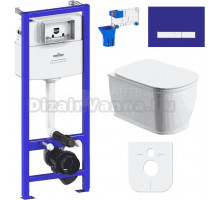 Комплект Lavinia Boho Унитаз подвесной Bell Pro Rimless 3301101R + Крышка-сиденье Bell Pro 33290100 с микролифтом + Инсталляция RelFix 38010010 + Кнопка RelFix 3805005V фиолетовая, хром + Дозатор RelFix 38040010