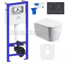 Комплект Lavinia Boho Унитаз подвесной Bell Pro Rimless 3301101R + Крышка-сиденье Bell Pro 33290100 с микролифтом + Инсталляция RelFix 38010010 + Кнопка RelFix 38050901 greek black + Дозатор RelFix 38040010
