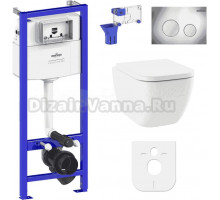 Комплект Lavinia Boho Унитаз подвесной One Compacto 3302102C + Крышка-сиденье One 33290200 с микролифтом + Инсталляция RelFix 38010010 + Кнопка RelFix 3805002C хром + Дозатор RelFix 38040010