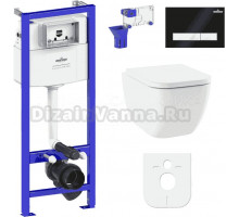 Комплект Lavinia Boho Унитаз подвесной One Compacto 3302102C + Крышка-сиденье One 33290200 с микролифтом + Инсталляция RelFix 38010010 + Кнопка RelFix 38050601 матовая черная, белая + Дозатор RelFix 38040010