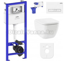 Комплект Lavinia Boho Унитаз подвесной One Compacto 3302102C + Крышка-сиденье One 33290200 с микролифтом + Инсталляция RelFix 38010010 + Кнопка RelFix 38050802 белая, золотой глянец + Дозатор RelFix 38040010