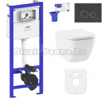 Комплект Lavinia Boho Унитаз подвесной One Compacto 3302102C + Крышка-сиденье One 33290200 с микролифтом + Инсталляция RelFix 38010010 + Кнопка RelFix 38050902 greek black + Дозатор RelFix 38040010