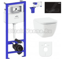 Комплект Lavinia Boho Унитаз подвесной One Rimless 3302103R + Крышка-сиденье One 33290200 с микролифтом + Инсталляция RelFix 38010010 + Кнопка RelFix 380501MB матовая черная, хром + Дозатор RelFix 38040010