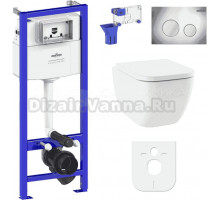 Комплект Lavinia Boho Унитаз подвесной One Rimless 3302103R + Крышка-сиденье One 33290200 с микролифтом + Инсталляция RelFix 38010010 + Кнопка RelFix 3805002C хром + Дозатор RelFix 38040010