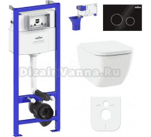 Комплект Lavinia Boho Унитаз подвесной One Rimless 3302103R + Крышка-сиденье One 33290200 с микролифтом + Инсталляция RelFix 38010010 + Кнопка RelFix 380502MB матовая черная, хром + Дозатор RelFix 38040010