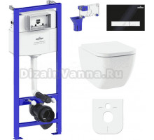 Комплект Lavinia Boho Унитаз подвесной One Rimless 3302103R + Крышка-сиденье One 33290200 с микролифтом + Инсталляция RelFix 38010010 + Кнопка RelFix 38050601 матовая черная, белая + Дозатор RelFix 38040010