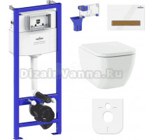 Комплект Lavinia Boho Унитаз подвесной One Rimless 3302103R + Крышка-сиденье One 33290200 с микролифтом + Инсталляция RelFix 38010010 + Кнопка RelFix 38050603 белая, светлое дерево + Дозатор RelFix 38040010