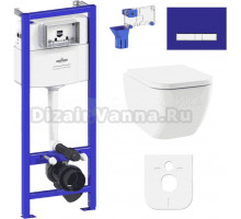 Комплект Lavinia Boho Унитаз подвесной One Rimless 3302103R + Крышка-сиденье One 33290200 с микролифтом + Инсталляция RelFix 38010010 + Кнопка RelFix 3805005V фиолетовая, хром + Дозатор RelFix 38040010