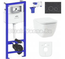 Комплект Lavinia Boho Унитаз подвесной One Rimless 3302103R + Крышка-сиденье One 33290200 с микролифтом + Инсталляция RelFix 38010010 + Кнопка RelFix 38050902 greek black + Дозатор RelFix 38040010