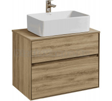 Тумба с раковиной AQUATON Либерти 75 со столешницей дуб эльвезия, раковина Mila 35
