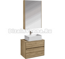Мебель для ванной комнаты AQUATON Либерти 75 со столешницей дуб эльвезия, раковина Mila 35