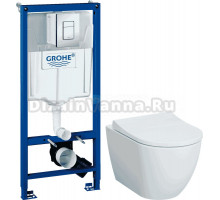 Комплект Унитаз подвесной VitrA Mia Round SmoothFlush 7510B003-0075 безободковый + Крышка 801-003-019 с микролифтом + Инсталляция Grohe Rapid SL 38772001 3 в 1 с кнопкой смыва