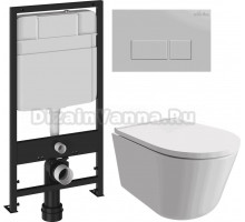 Комплект Унитаз подвесной DIWO Архангельск 0800 + Инсталляция EWRIKA ProLT 0026-2020 + Кнопка 0040 хром матовый