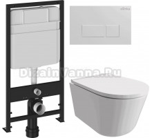 Комплект Унитаз подвесной DIWO Архангельск 0800 + Инсталляция EWRIKA ProLT 0026-2020 + Кнопка 0042 белая