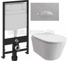 Комплект Унитаз подвесной DIWO Архангельск 0800 + Инсталляция EWRIKA ProLT 0026-2020 + Кнопка 0050 хром матовый