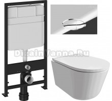 Комплект Унитаз подвесной DIWO Архангельск 0800 + Инсталляция EWRIKA ProLT 0026-2020 + Кнопка 0051 хром