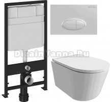 Комплект Унитаз подвесной DIWO Архангельск 0800 + Инсталляция EWRIKA ProLT 0026-2020 + Кнопка 0052 белая