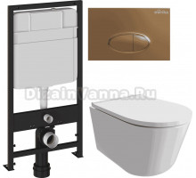 Комплект Унитаз подвесной DIWO Архангельск 0800 + Инсталляция EWRIKA ProLT 0026-2020 + Кнопка 0053 золото матовое