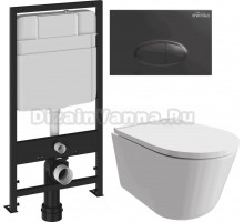 Комплект Унитаз подвесной DIWO Архангельск 0800 + Инсталляция EWRIKA ProLT 0026-2020 + Кнопка 0054 черная матовая