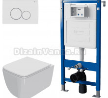 Комплект Унитаз подвесной Point Меркурий PN41831 + Инсталляция PN45122 с контейнером для гигиенических таблеток + Кнопка Виктория PN44061WC белая, хром