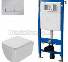 Комплект Унитаз подвесной Point Меркурий PN41831 + Инсталляция PN45122 с контейнером для гигиенических таблеток + Кнопка PN44831C хром