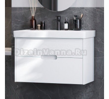 Тумба с раковиной AQUATON Оливия 80 матовый белый, раковина Адриана 80