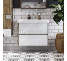 Тумба с раковиной AQUATON Сканди 80 белая, дуб рустикальный, раковина Адриана 80