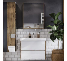 Мебель для ванной комнаты AQUATON Сканди 80 белая, дуб рустикальный, раковина Адриана 80