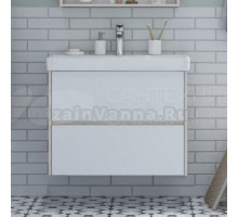 Тумба с раковиной AQUATON Сканди 80 белая, дуб верона, раковина Адриана 80