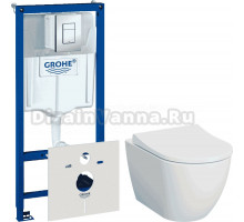Комплект Унитаз подвесной VitrA Mia Round SmoothFlush 7510B003-0075 безободковый + Крышка 801-003-019 с микролифтом + Инсталляция Grohe Rapid SL 38775001 4 в 1 с кнопкой смыва