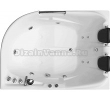 Акриловая ванна EvaGold OLB-807 L 170x120 см, левая, встраиваемая, с гидромассажем, белая, асимметричная, с каркасом, для двоих, с экраном, с ручками, со смесителем, со сливом-переливом, с подголовником, с выдвижным душем и лейкой