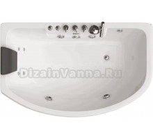 Акриловая ванна EvaGold OLB-842L 160x100 см, левая, встраиваемая, с гидромассажем, белая, асимметричная, с каркасом, с экраном, со смесителем, со сливом-переливом, с подголовником, с выдвижным душем и лейкой