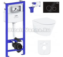 Комплект Lavinia Boho Унитаз подвесной Biore Compacto Rimless 3304101C + Крышка-сиденье Biore 33290420 с микролифтом + Инсталляция RelFix 38010010 + Кнопка RelFix 380502MB матовая черная, хром + Дозатор RelFix 38040010