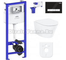 Комплект Lavinia Boho Унитаз подвесной Biore Compacto Rimless 3304101C + Крышка-сиденье Biore 33290420 с микролифтом + Инсталляция RelFix 38010010 + Кнопка RelFix 38050601 матовая черная, белая + Дозатор RelFix 38040010