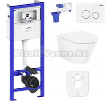 Комплект Lavinia Boho Унитаз подвесной Biore Compacto Rimless 3304101C + Крышка-сиденье Biore 33290420 с микролифтом + Инсталляция RelFix 38010010 + Кнопка RelFix 38050804 белая, золотой глянец + Дозатор RelFix 38040010