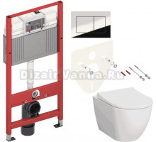 Комплект Унитаз подвесной VitrA Mia Round SmoothFlush 7510B003-0075 безободковый + Крышка 801-003-019 с микролифтом + Инсталляция TECE Now 9400412 4 в 1 с кнопкой смыва