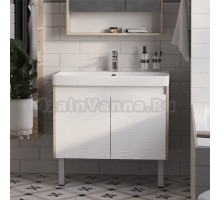 Тумба с раковиной AQUATON Сканди Doors 80 белая, дуб верона, раковина Адриана 80