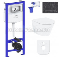 Комплект Lavinia Boho Унитаз подвесной Biore Compacto Rimless 3304101C + Крышка-сиденье Biore 33290420 с микролифтом + Инсталляция RelFix 38010010 + Кнопка RelFix 38050901 greek black + Дозатор RelFix 38040010