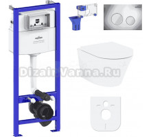 Комплект Lavinia Boho Унитаз подвесной Biore Rimless 3304102R + Крышка-сиденье Biore 33290410 с микролифтом + Инсталляция RelFix 38010010 + Кнопка RelFix 3805002C хром + Дозатор RelFix 38040010