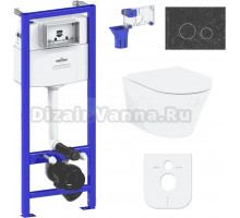 Комплект Lavinia Boho Унитаз подвесной Biore Rimless 3304102R + Крышка-сиденье Biore 33290410 с микролифтом + Инсталляция RelFix 38010010 + Кнопка RelFix 38050902 greek black + Дозатор RelFix 38040010