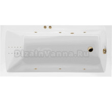 Акриловая ванна Excellent Aquaria Line Nano 140x70 см, пристенная, с гидромассажем, белая, с каркасом, со сливом-переливом, фурнитура золото