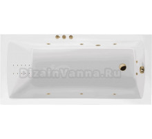 Акриловая ванна Excellent Aquaria Smart Nano 140x70 см, встраиваемая, с гидромассажем, белая, с каркасом, со сливом-переливом, фурнитура золото