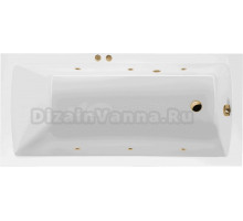 Акриловая ванна Excellent Aquaria Soft 140x70 см, встраиваемая, с гидромассажем, белая, с каркасом, со сливом-переливом, фурнитура золото