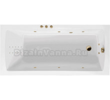 Акриловая ванна Excellent Aquaria Smart Nano 150x70 см, встраиваемая, с гидромассажем, белая, с каркасом, со сливом-переливом, фурнитура золото
