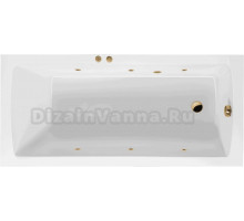 Акриловая ванна Excellent Aquaria Soft 160x70 см, встраиваемая, с гидромассажем, белая, с каркасом, со сливом-переливом, фурнитура золото