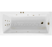 Акриловая ванна Excellent Aquaria Line 170x75 см, встраиваемая, с гидромассажем, белая, с каркасом, со сливом-переливом, фурнитура бронза