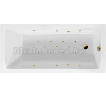 Акриловая ванна Excellent Aquaria Relax 170x75 см, встраиваемая, с гидромассажем, белая, с каркасом, со сливом-переливом, фурнитура золото