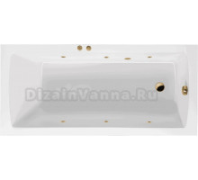 Акриловая ванна Excellent Aquaria Soft 170x75 см, встраиваемая, с гидромассажем, белая, с каркасом, со сливом-переливом, фурнитура золото