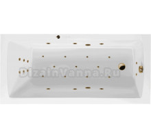 Акриловая ванна Excellent Aquaria Ultra 170x75 см, встраиваемая, с гидромассажем, белая, с каркасом, со сливом-переливом, фурнитура золото