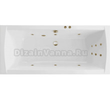 Акриловая ванна Excellent Aquaria Lux Line 180x80 см, встраиваемая, с гидромассажем, белая, с каркасом, со сливом-переливом, фурнитура бронза